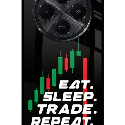 Eat Sleep Trade Repeat Redmi A4 5G Metal Case Back Cover by Casekaro