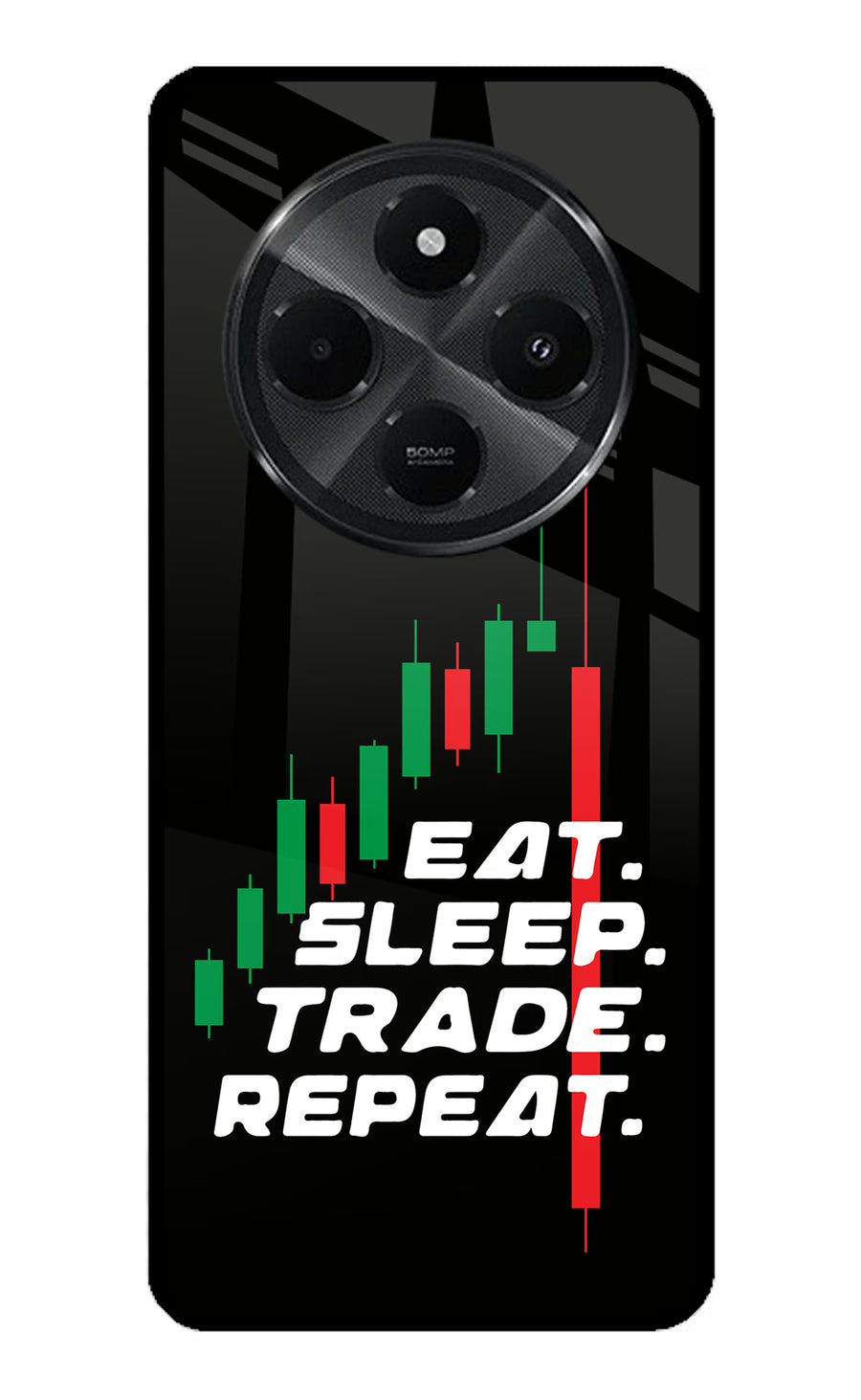 Eat Sleep Trade Repeat Redmi A4 5G Back Cover, Metal case