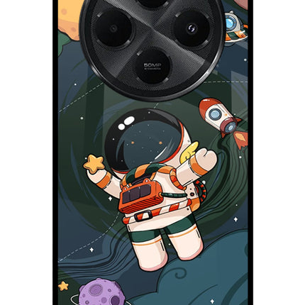 Cartoon Astronaut Redmi A4 5G Metal Case Back Cover by Casekaro