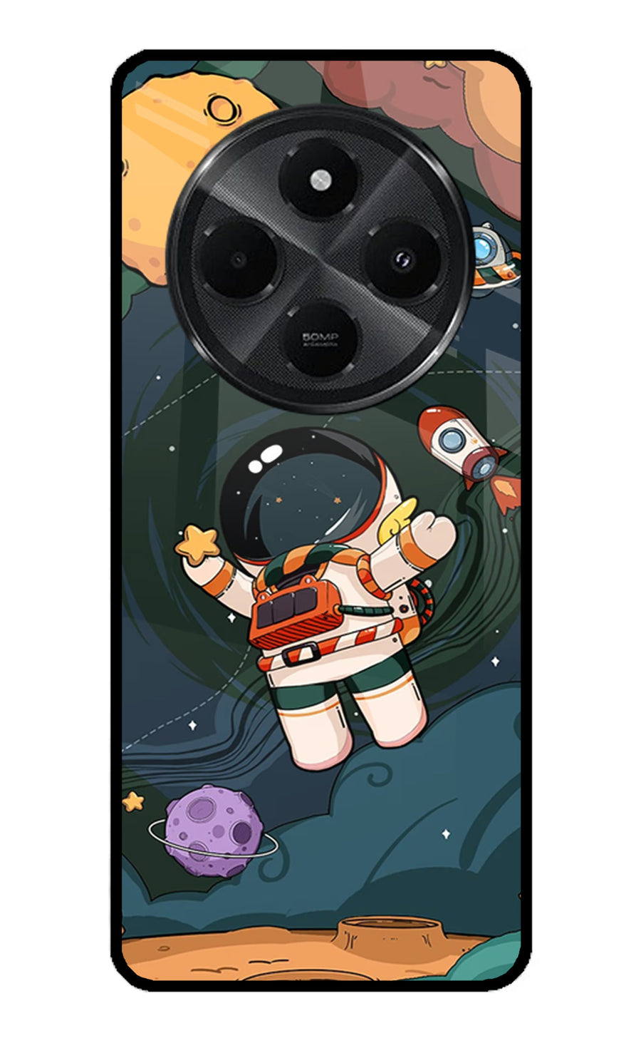 Cartoon Astronaut Redmi A4 5G Back Cover, Metal case