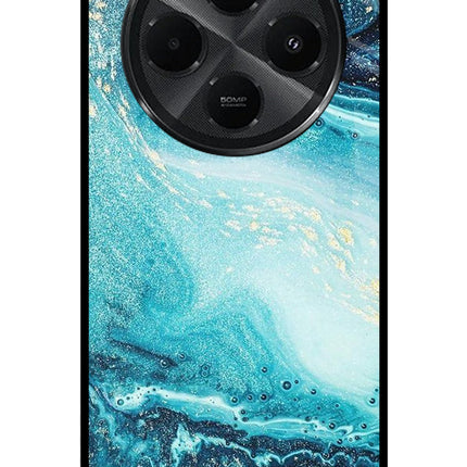 Blue Glitter Marble Redmi A4 5G Metal Case Back Cover by Casekaro