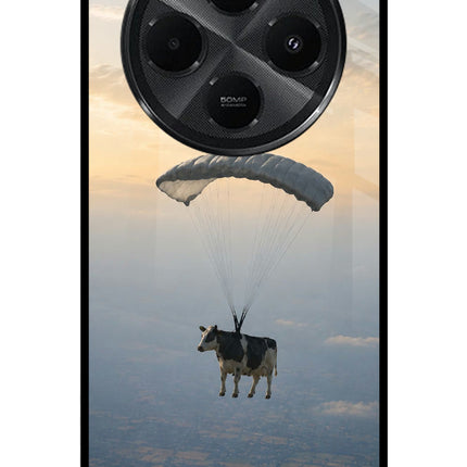 Skydiving Cow Redmi A4 5G Metal Case Back Cover by Casekaro