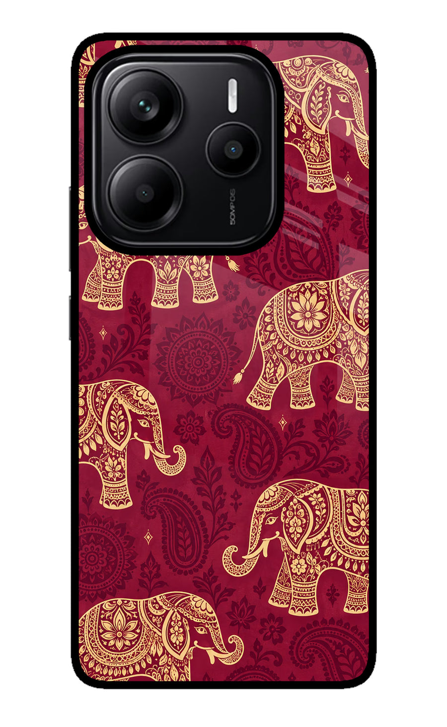 Maroon Elephant Redmi Note 14 5G Back Cover, Metal case
