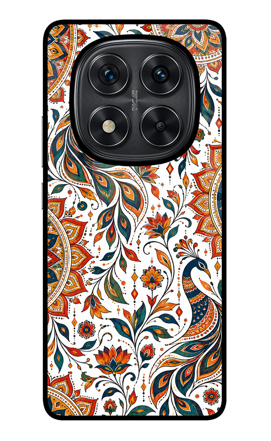 White Mayura Redmi Note 14 Pro 5G Back Cover, Metal case
