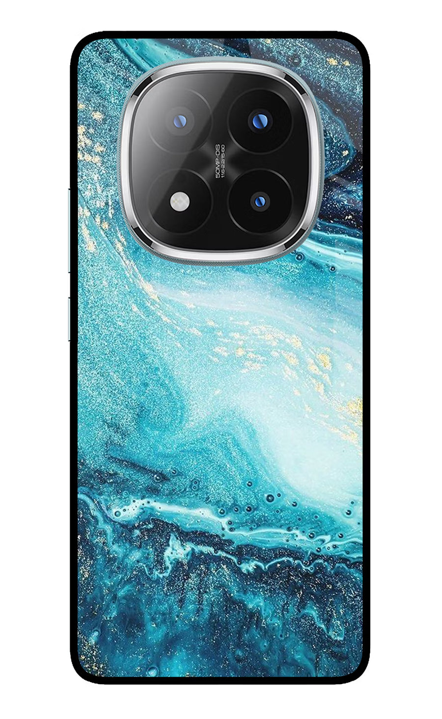 Blue Glitter Marble Redmi Note 14 Pro Plus 5G Back Cover, Metal case