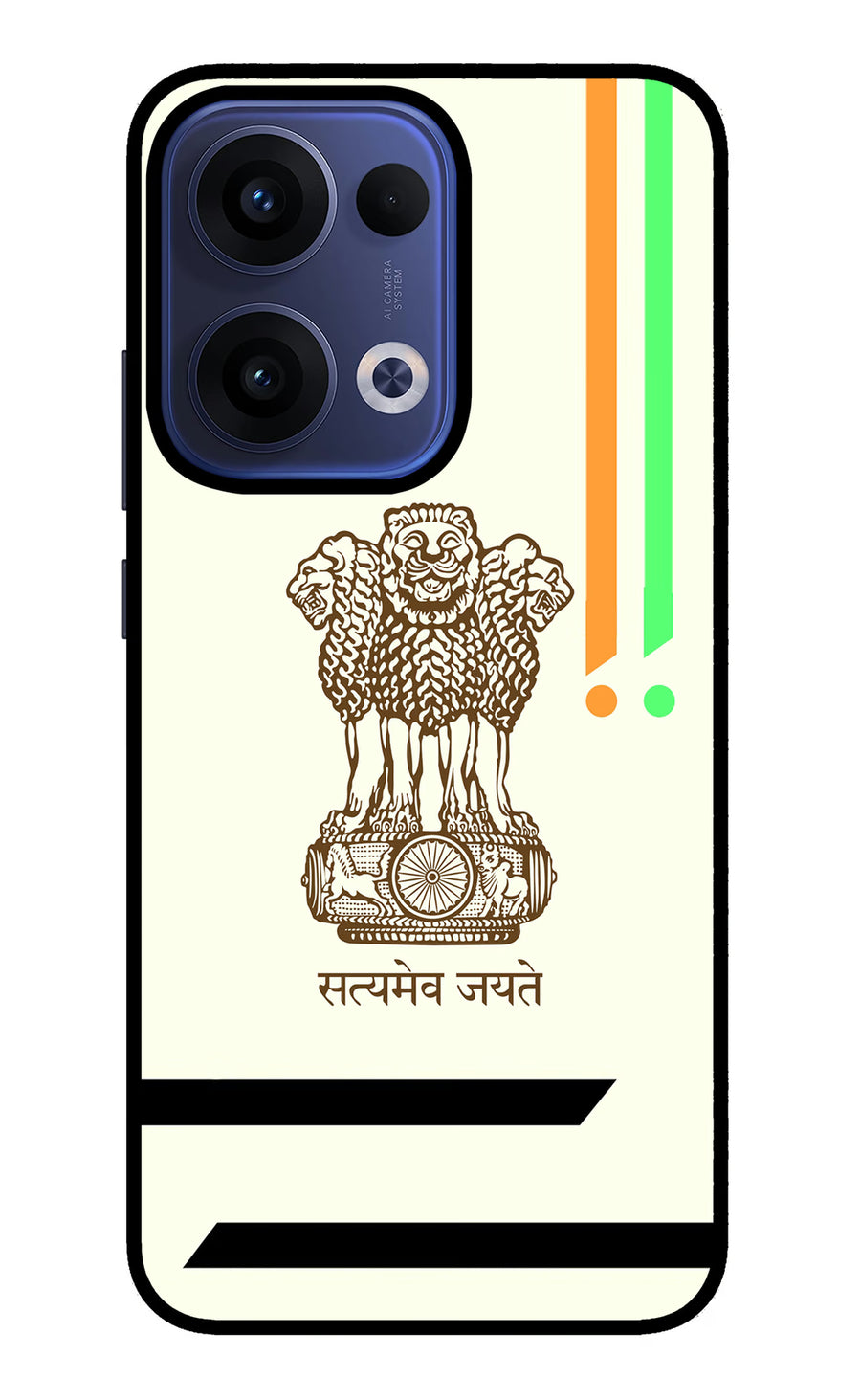 Satyamev Jayate Brown Logo Oppo Reno13 5G Back Cover, Metal case