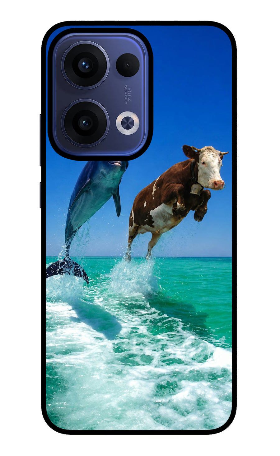 Dolphin vs Cow Oppo Reno13 5G Back Cover, Metal case