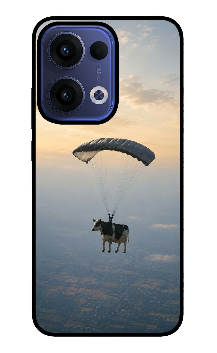Skydiving Cow Oppo Reno13 5G Back Cover, Metal case