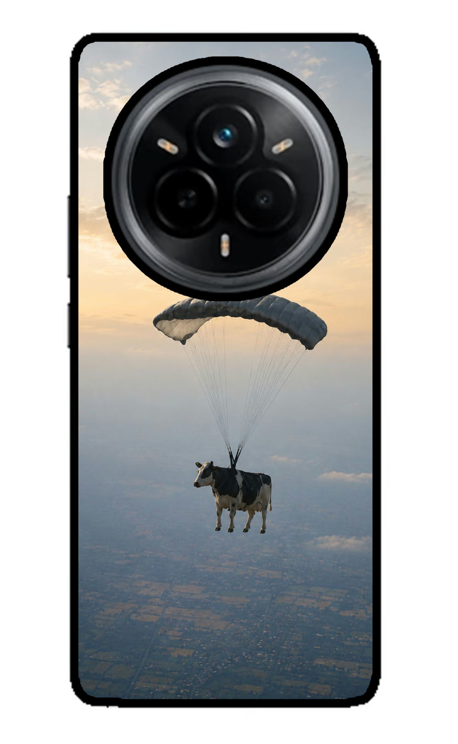 Skydiving Cow Realme 14 Pro 5G Back Cover, Metal case