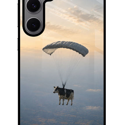 Skydiving Cow Samsung S24 FE 5G Metal Case Back Cover by Casekaro