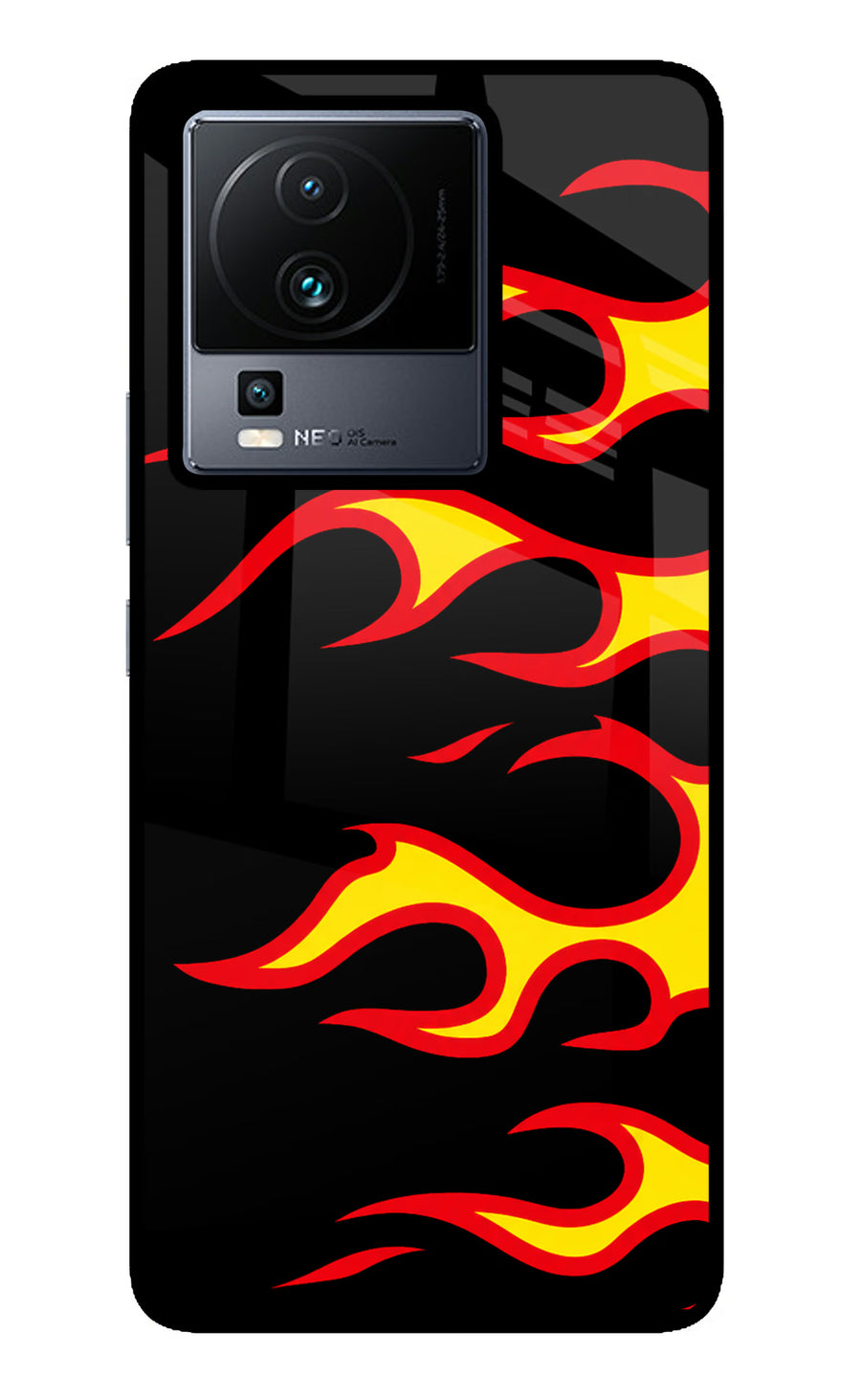 Side Sweep Flames iQOO Neo 7 Back Cover, Metal case