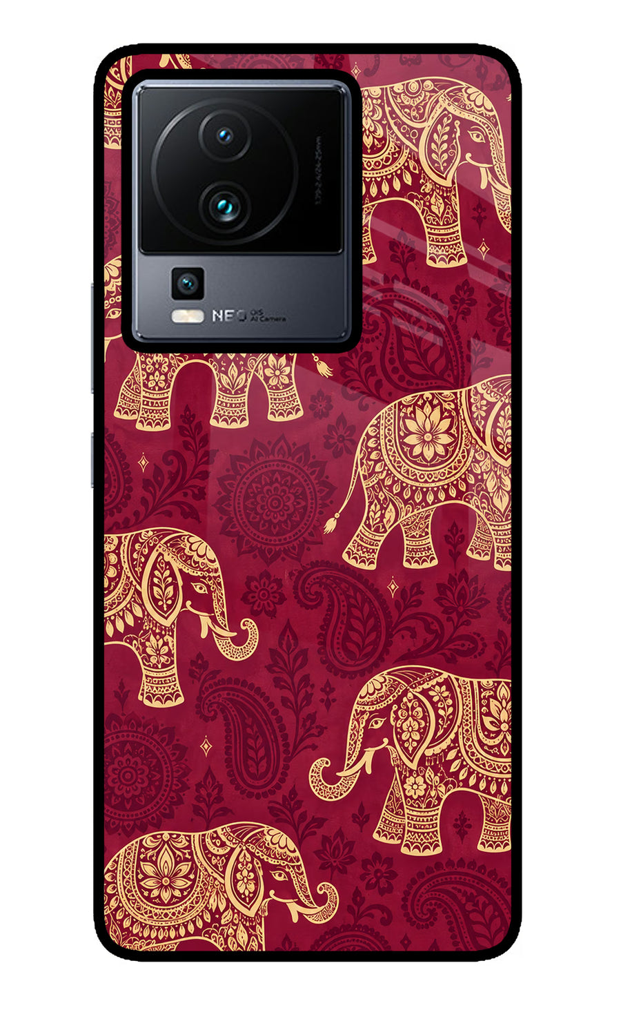 Maroon Elephant iQOO Neo 7 Back Cover, Metal case
