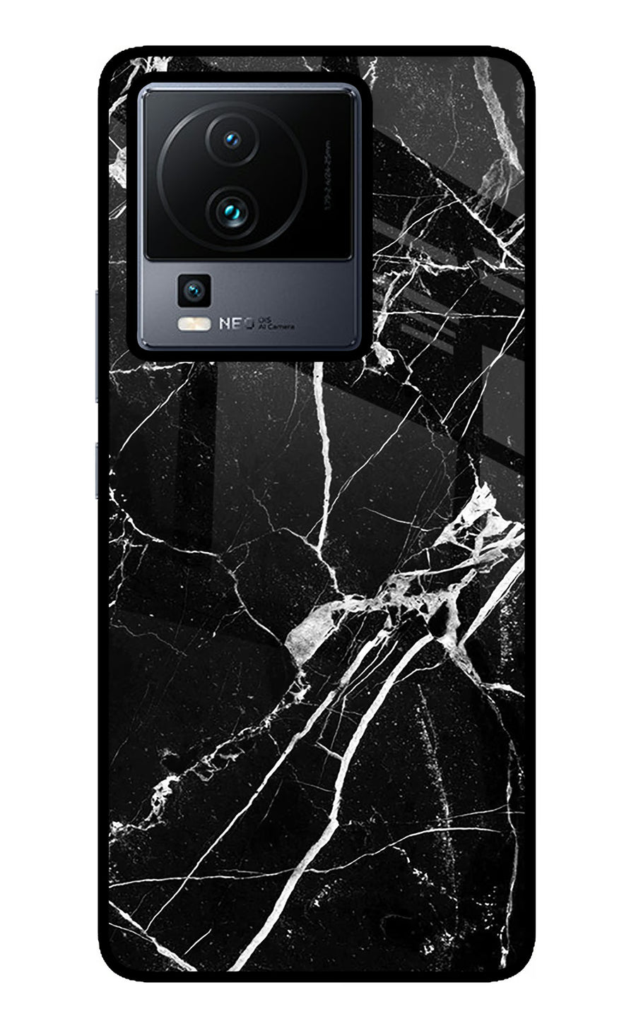 Black Marble Pattern iQOO Neo 7 Pro Back Cover, Metal case