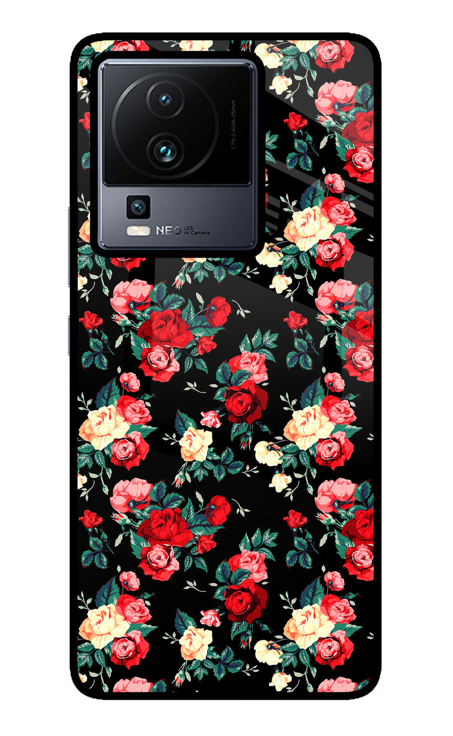 Rose Pattern iQOO Neo 7 Pro Back Cover, Metal case
