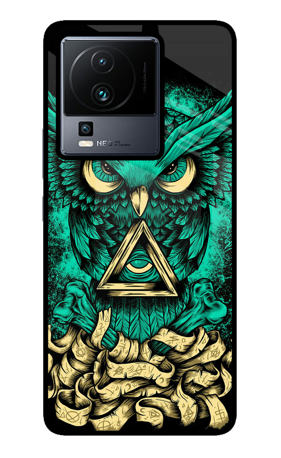 Green Owl iQOO Neo 7 Pro Back Cover, Metal case