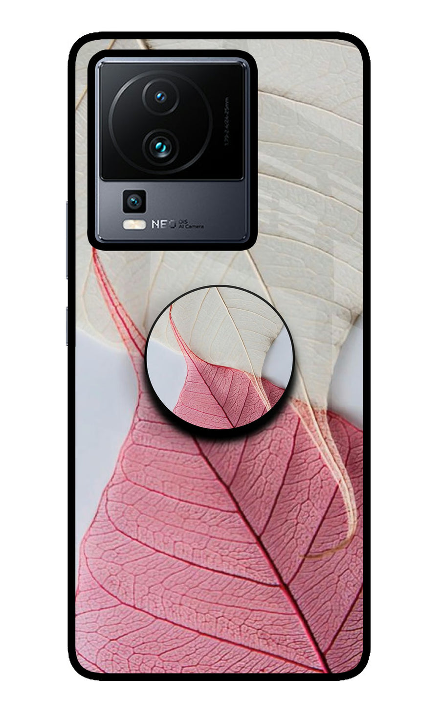 White Pink Leaf iQOO Neo 7 Pro Pop Case, Metal case