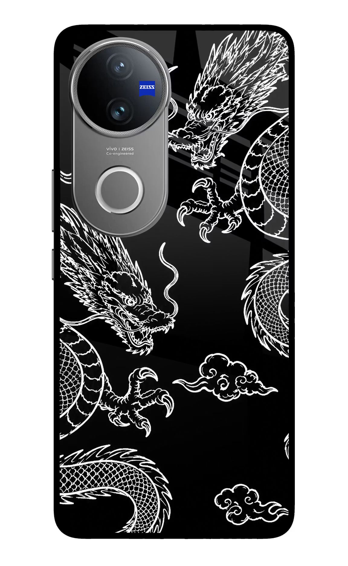 Twin Dragons Vivo V50 5G Metal Case Back Cover by Casekaro