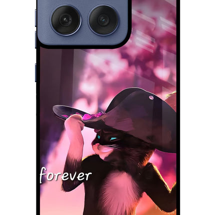 Forever Cat Moto Edge 60 Fusion Metal Case Back Cover by Casekaro