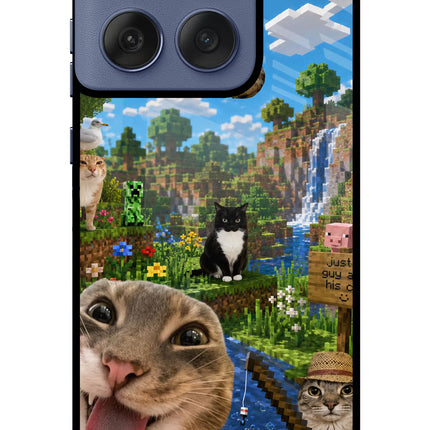 Minecraft Cat Chaos Moto Edge 60 Fusion Metal Case Back Cover by Casekaro