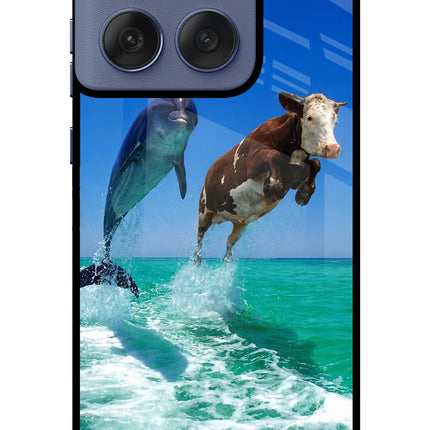 Dolphin vs Cow Moto Edge 60 Fusion Metal Case Back Cover by Casekaro