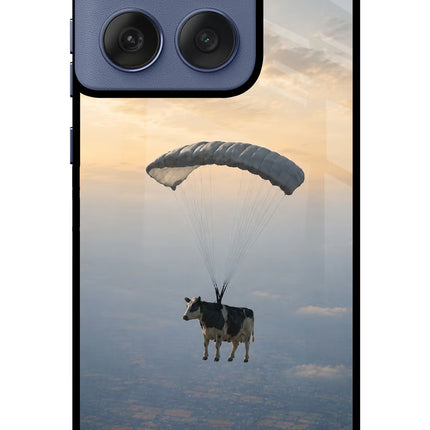 Skydiving Cow Moto Edge 60 Fusion Metal Case Back Cover by Casekaro