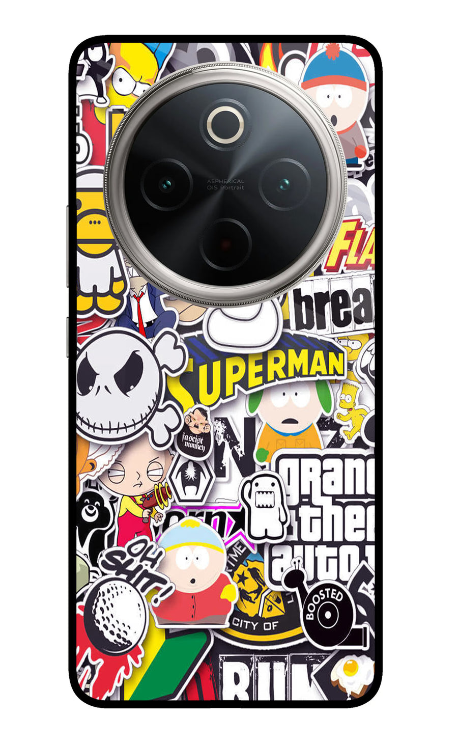 Sticker Bomb Vivo T4 5G Back Cover, Metal case