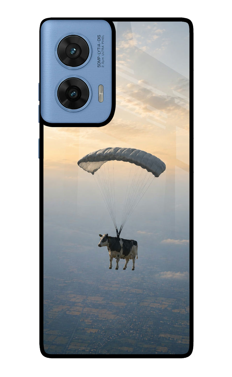 Skydiving Cow Moto G96 5G Back Cover, Metal case