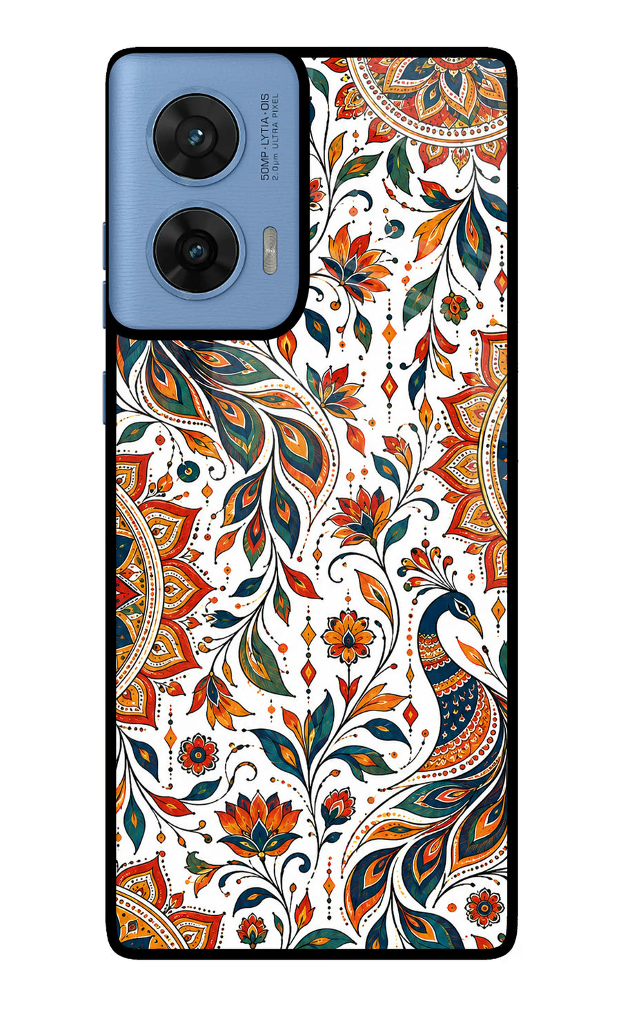 White Mayura Moto G96 5G Back Cover, Metal case