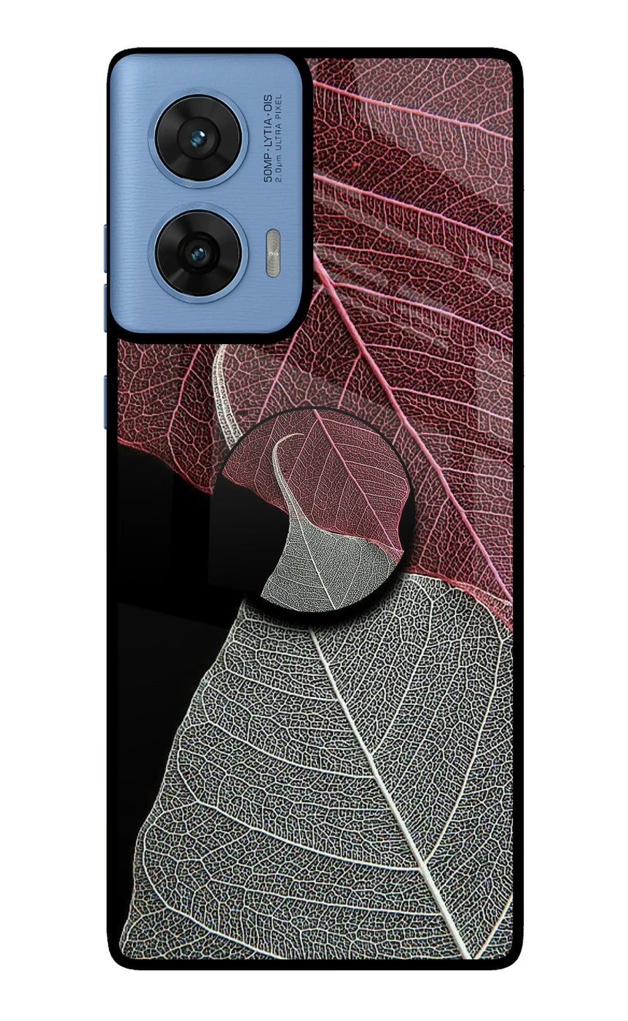 Leaf Pattern Moto G96 5G Pop Case, Metal case