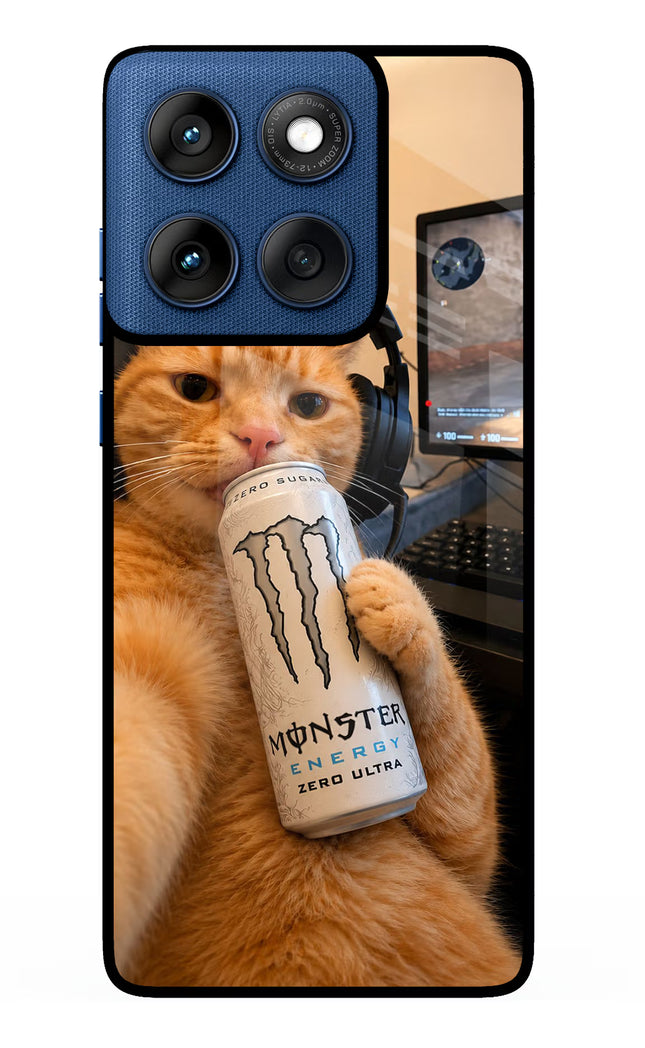 Gamer Cat Energy Moto Edge 60 Metal Case Back Cover by Casekaro