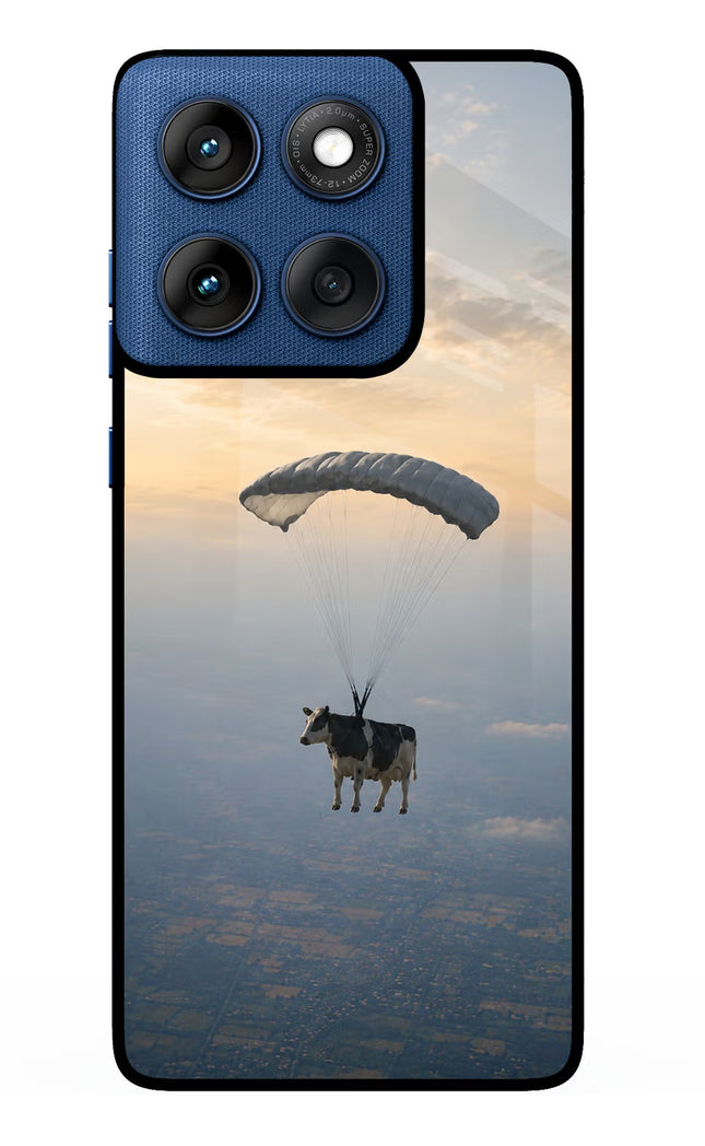 Skydiving Cow Moto Edge 60 Metal Case Back Cover by Casekaro