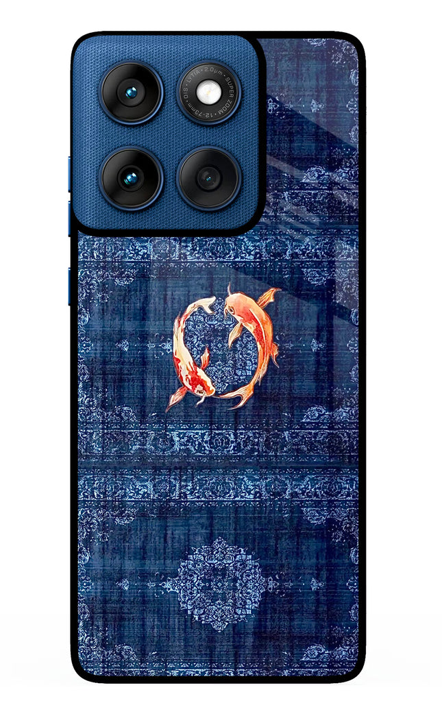 Koi Blue Moto Edge 60 Metal Case Back Cover by Casekaro