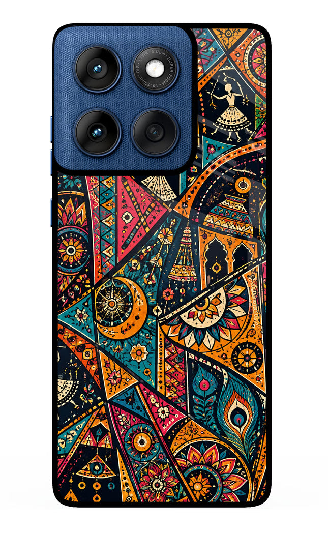 Folk Print Moto Edge 60 Metal Case Back Cover by Casekaro