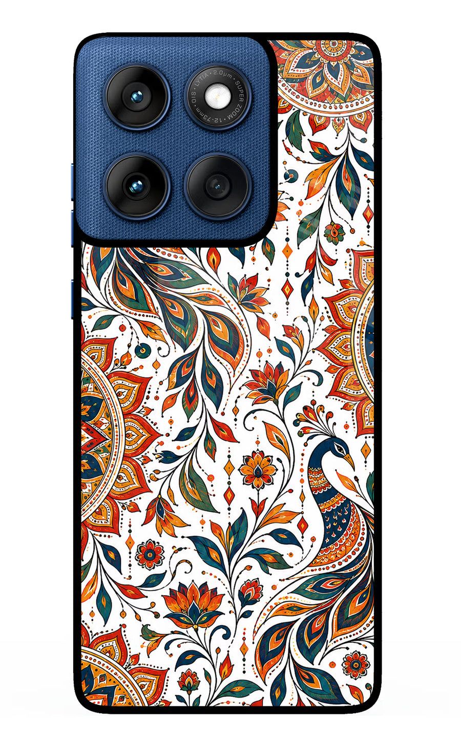 White Mayura Moto Edge 60 Back Cover, Metal case