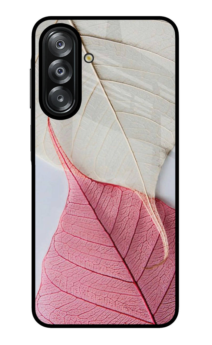 White Pink Leaf Samsung A26 Back Cover, Metal case
