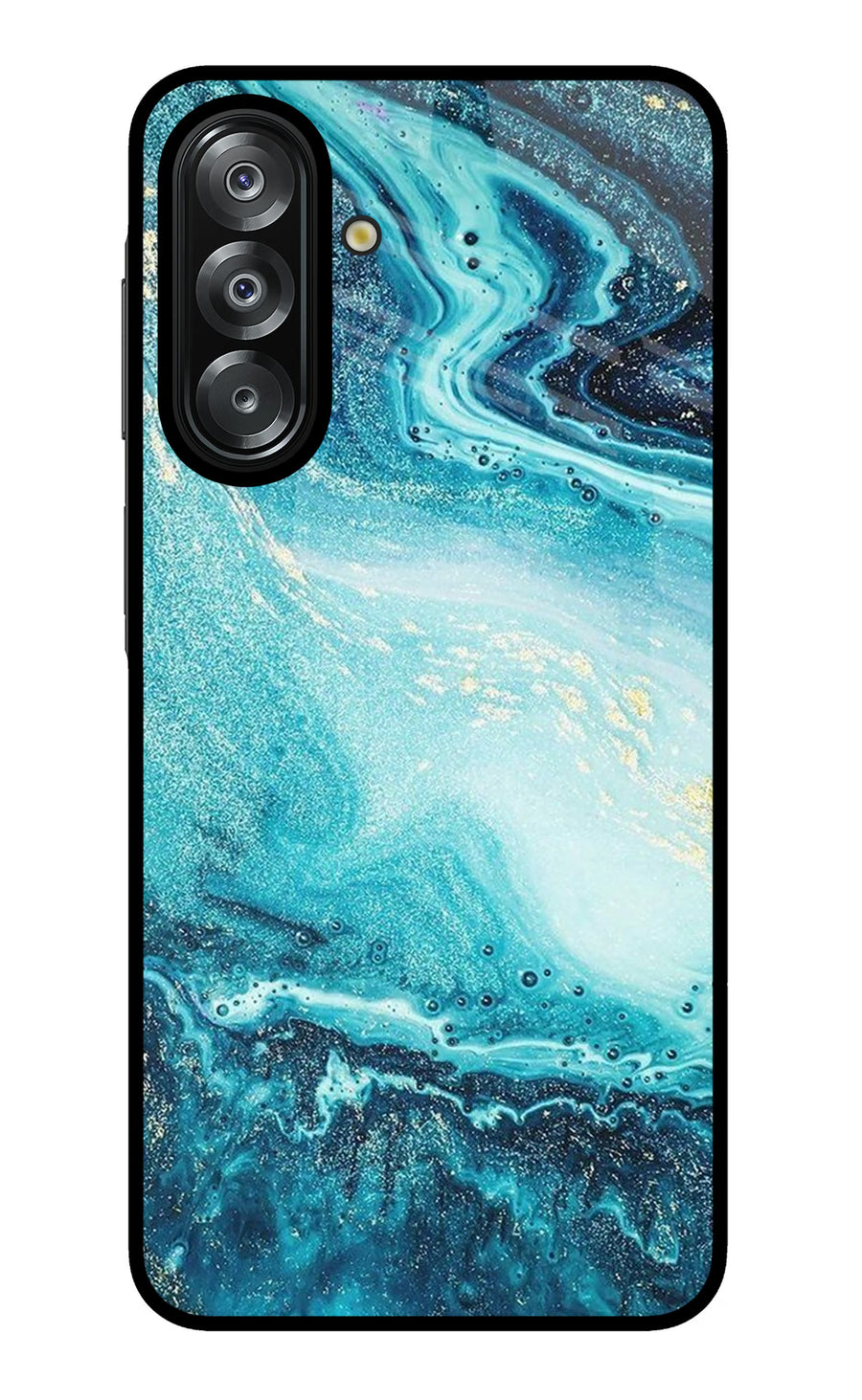 Blue Glitter Marble Samsung A26 Back Cover, Metal case