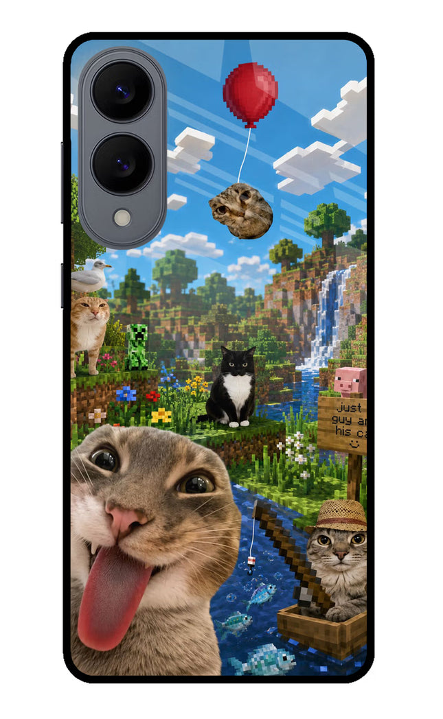 Minecraft Cat Chaos Samsung S25 Edge Metal Case Back Cover by Casekaro
