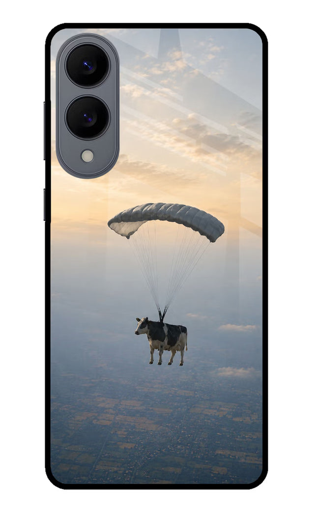 Skydiving Cow Samsung S25 Edge Metal Case Back Cover by Casekaro