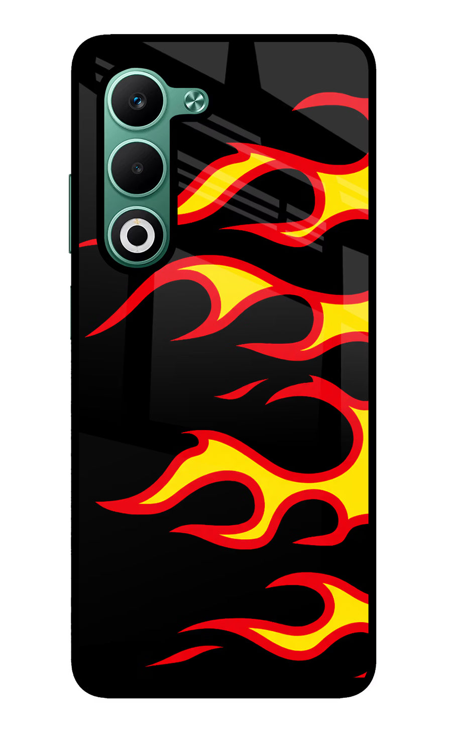 Side Sweep Flames Oppo A5 5G Back Cover, Metal case
