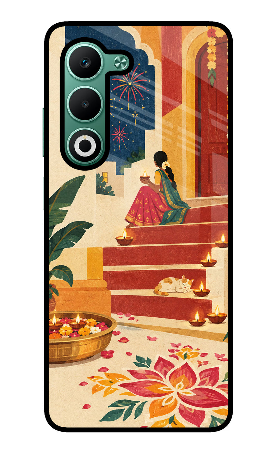 Diwali Rangoli Oppo A5 5G Back Cover, Metal case