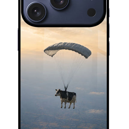 Skydiving Cow iPhone 17 Pro Metal Case Back Cover by Casekaro