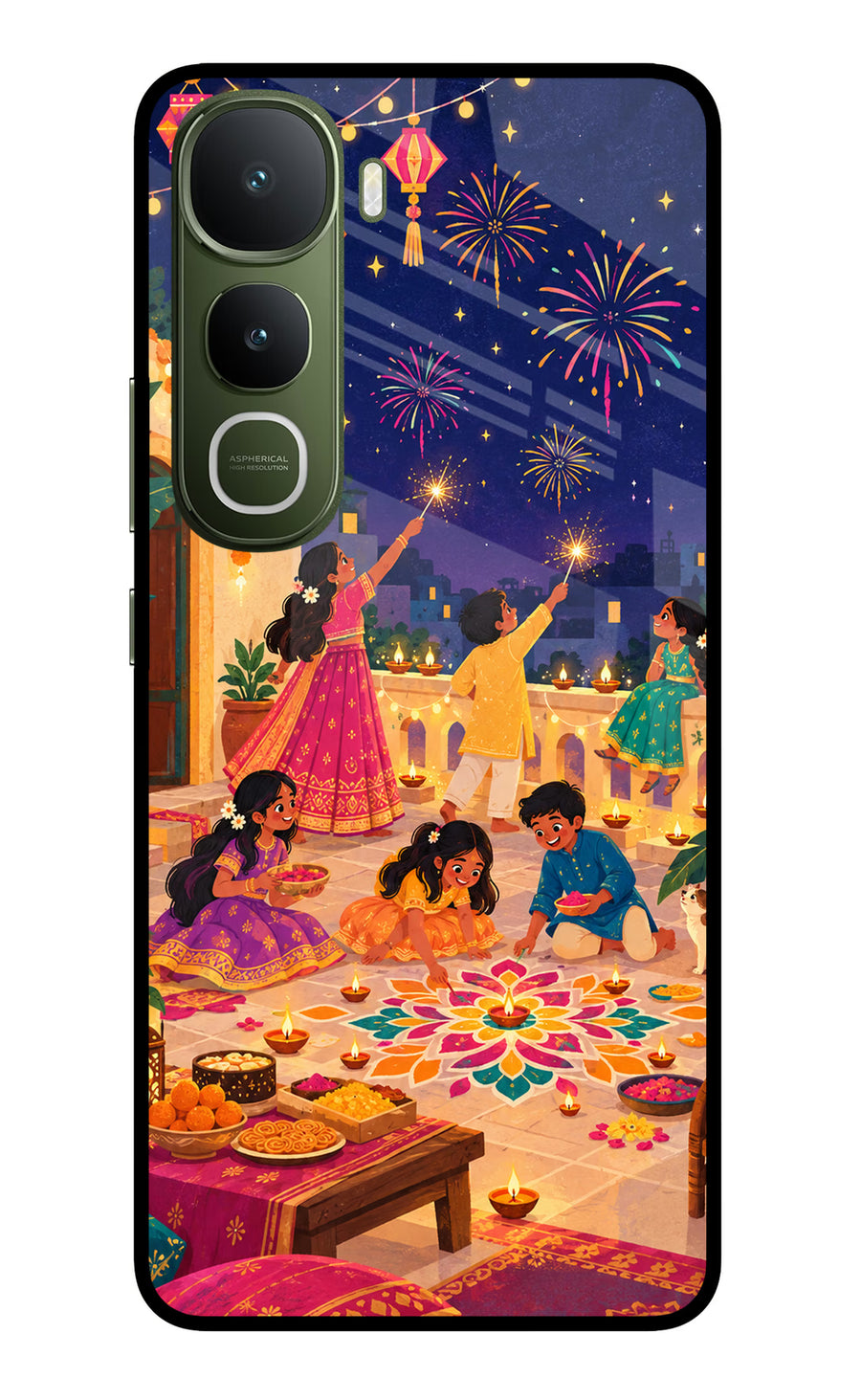 Diwali Night Vivo Y400 5G Back Cover, Metal case