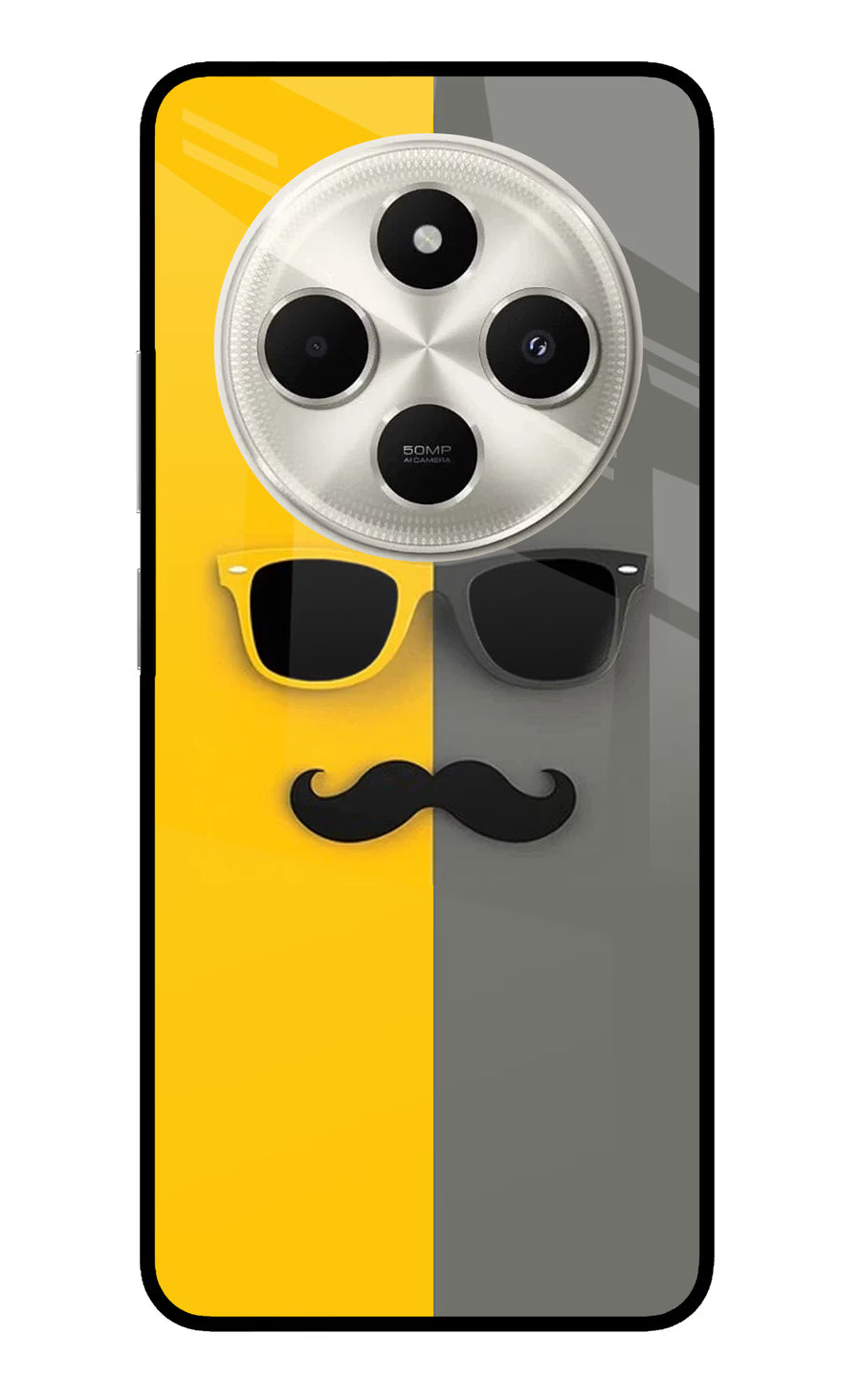 Sunglasses with Mustache Poco C75 5G Back Cover, Metal case