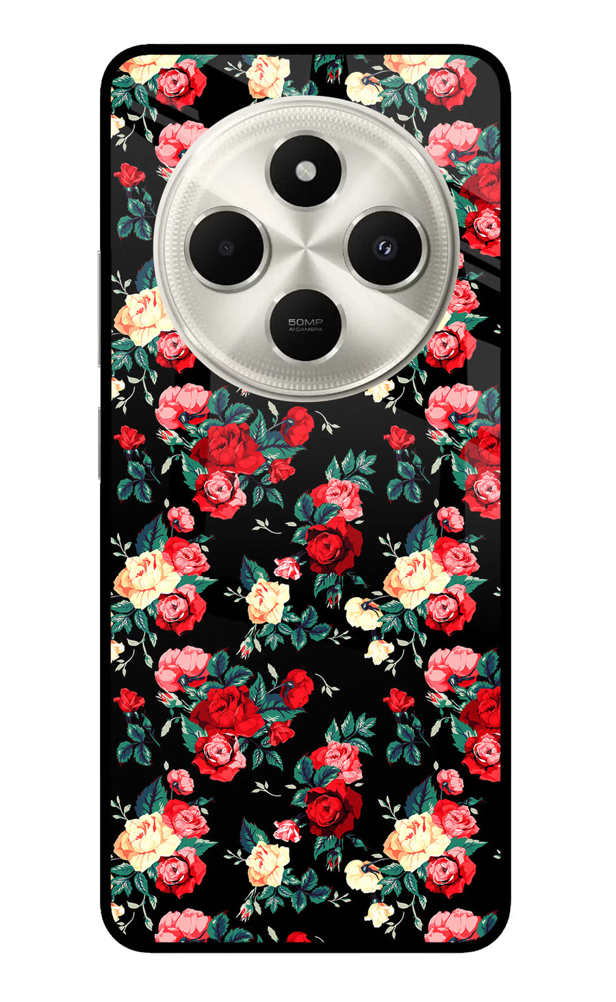 Rose Pattern Poco C75 5G Back Cover, Metal case