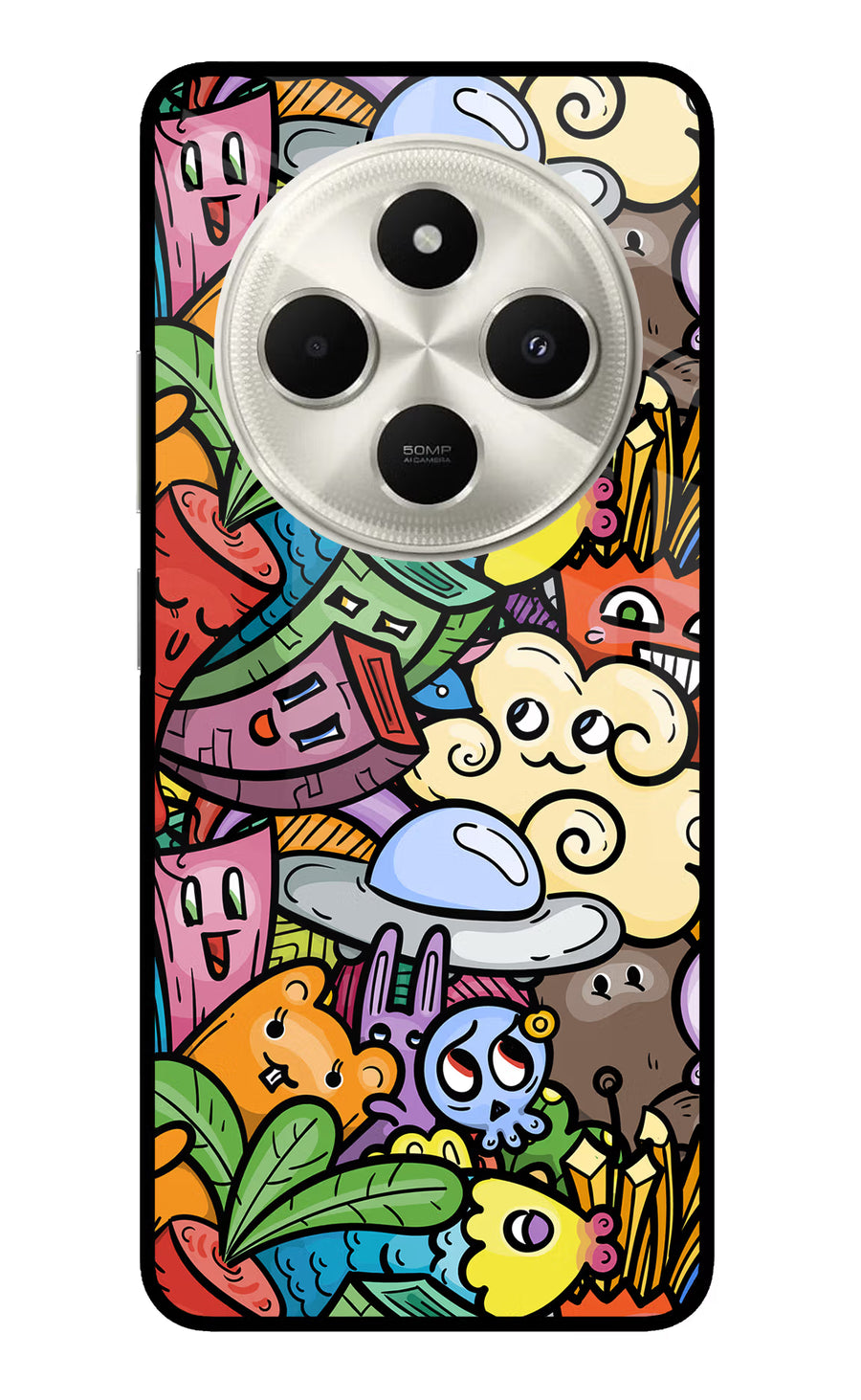 Veggie Doodle Poco C75 5G Back Cover, Metal case