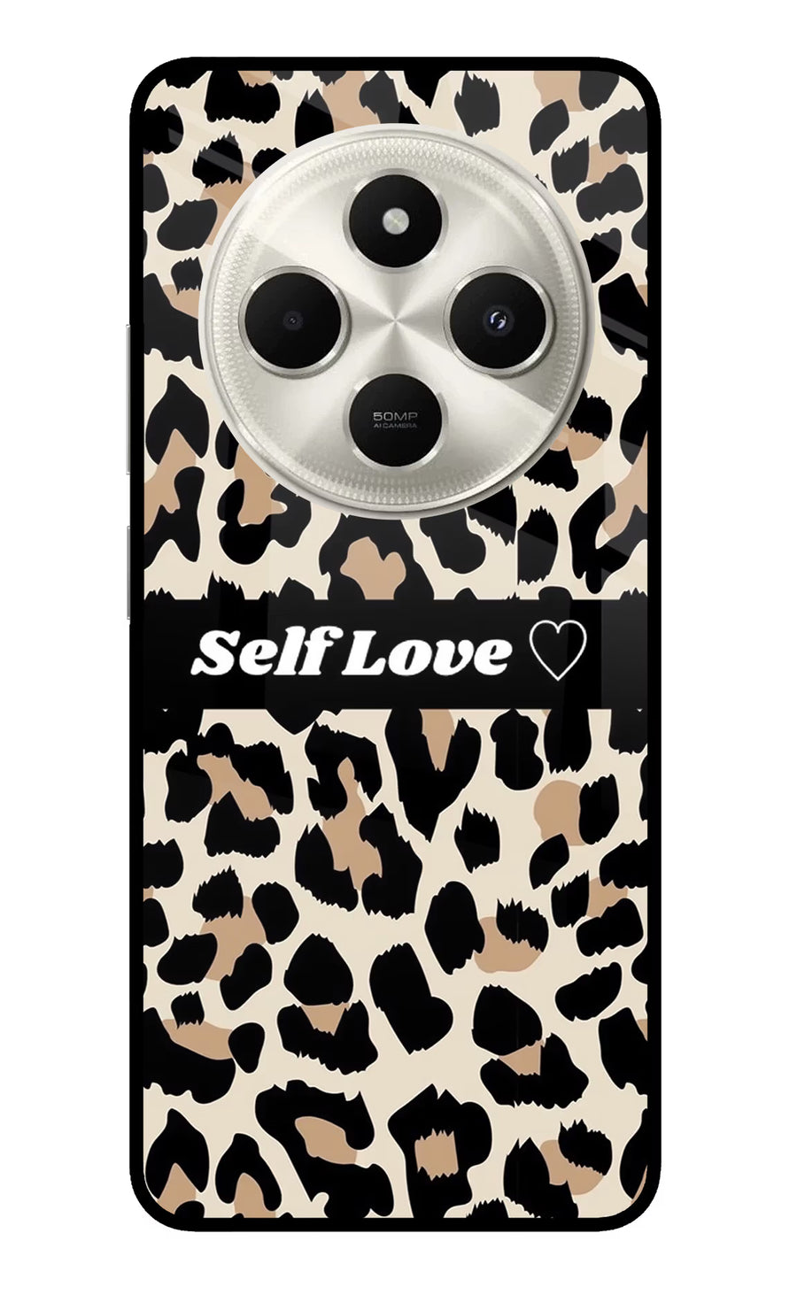 Leopard Print Self Love Poco C75 5G Back Cover, Metal case