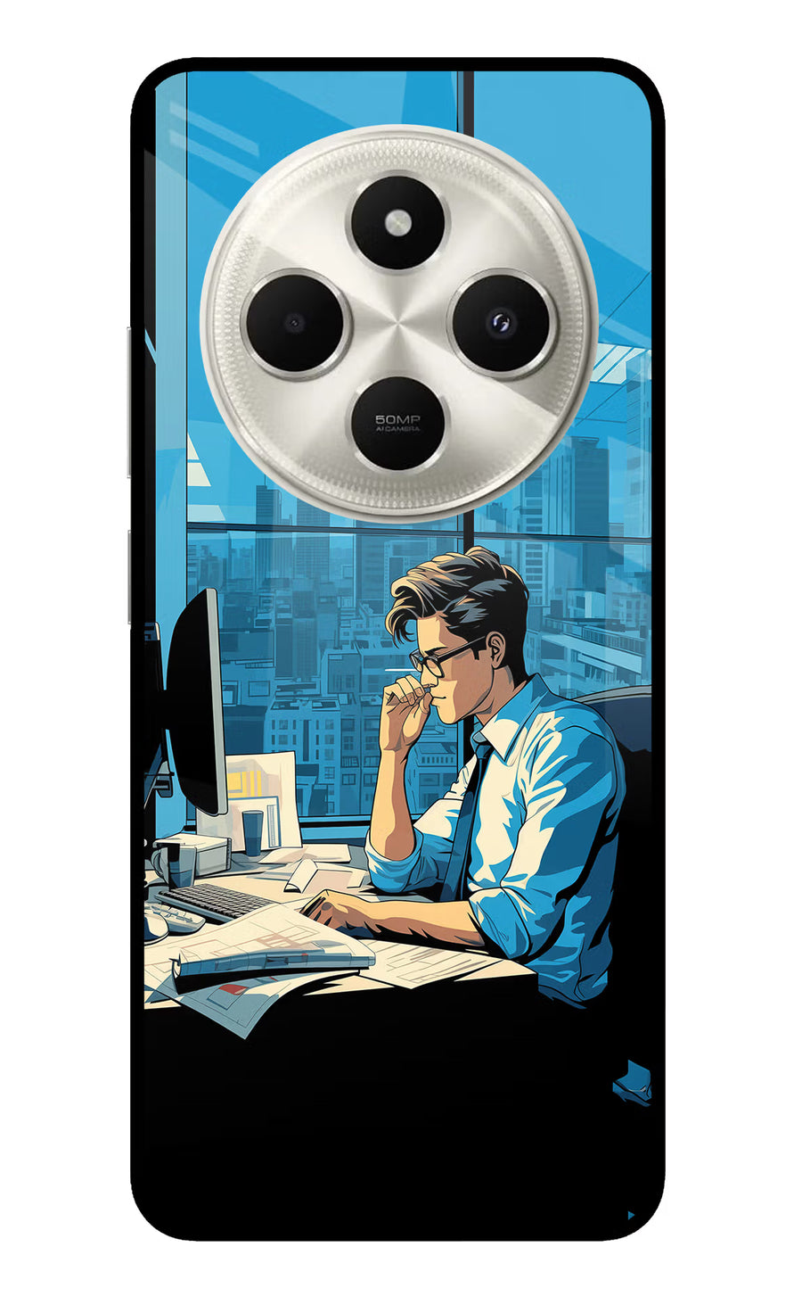 Focused Hustler (AI Generated) Poco C75 5G Back Cover, Metal case