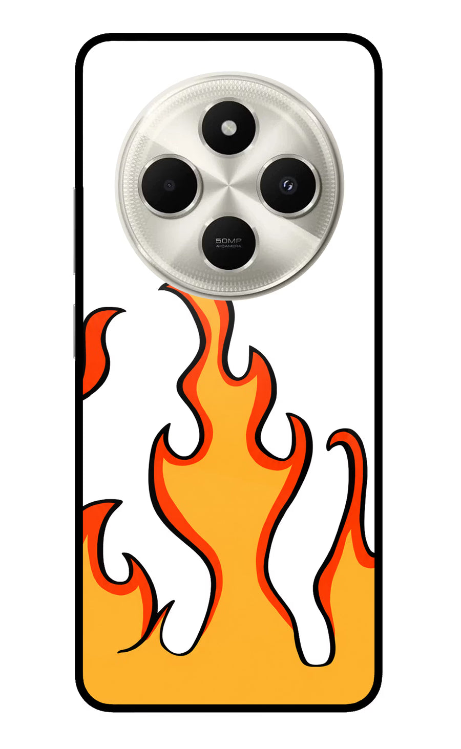 Fired Up – White Poco C75 5G Back Cover, Metal case