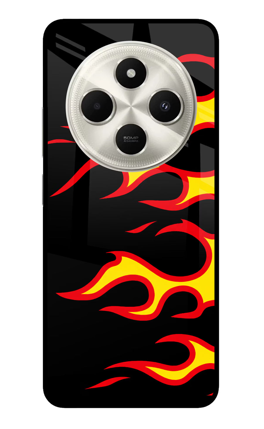 Side Sweep Flames Poco C75 5G Back Cover, Metal case