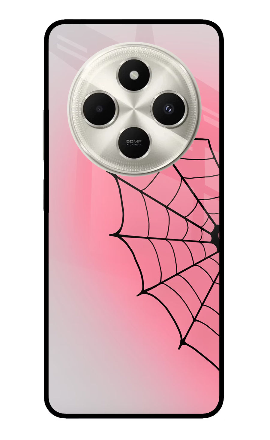 Pink Web Poco C75 5G Back Cover, Metal case